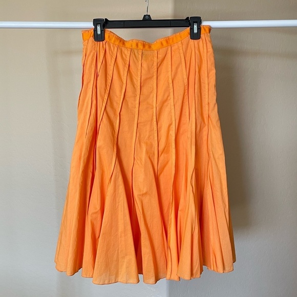 Bright Orange Pleated A Line Skirt - Picture 1 of 7